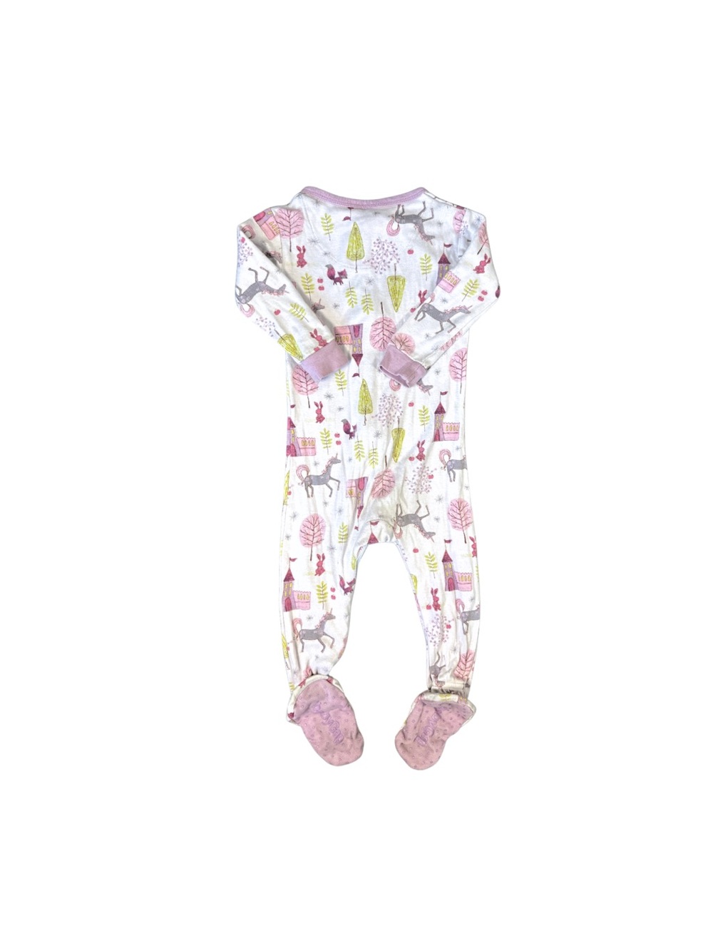 🌲 Baby Gap Pink Purple Unicorn Castle Woodland Princess Footed Sleeper 12-18M - Picture 2 of 5